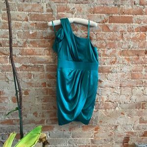 487.  Aqua - One Shoulder Dress